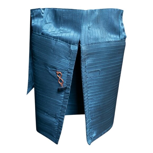 Vizioni Uomo Men’s Teal Silk Dress Shirt – XL 17-17.5 – Satin Finish – Long Slee - Picture 3 of 4